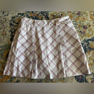 Plaid A-Line Skirt - Pink and White